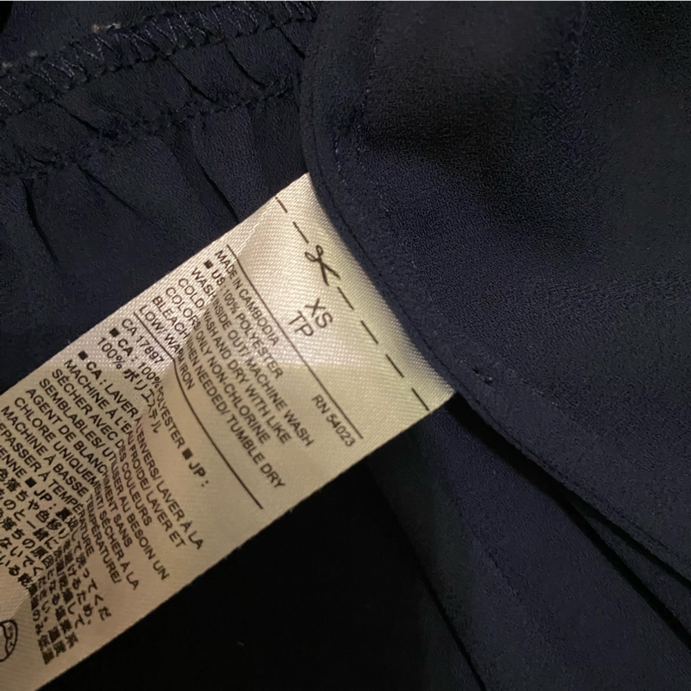 Banana Republic Sheer Peplum Blouse XS Navy Blue - Picture 4 of 7